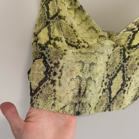 3/$20⚡️ Garage Green Mesh Snake Skin Print Tank Crop Top V-Neck Bustier Style - Picture 4 of 10